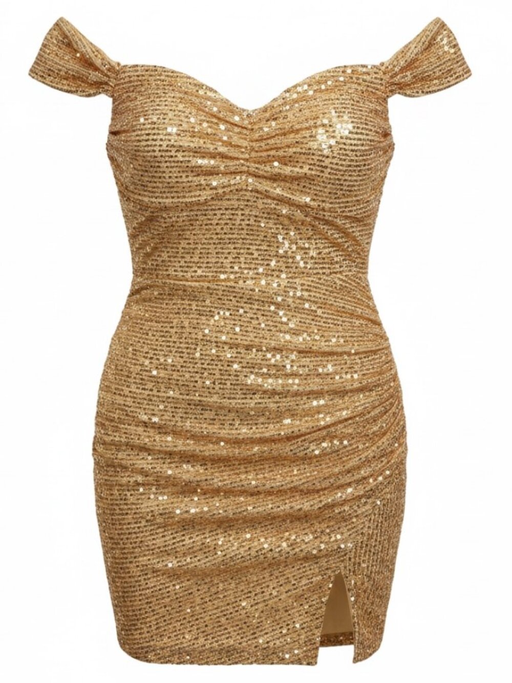 Wedding Dress Gold Sequin Mini
